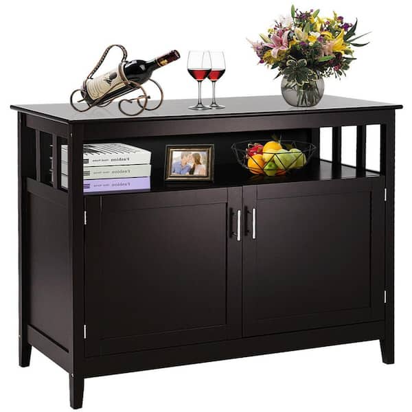Costway Modern Kitchen Storage Cabinet Buffet Server Table Sideboard Dining Wood Brown