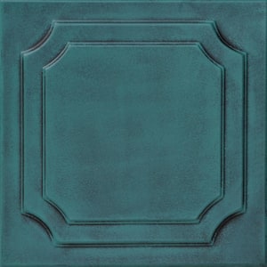 Virginian 1.6 ft. x 1.6 ft. Glue Up Foam Ceiling Tile in Antique Green