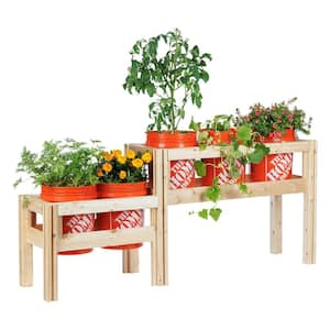 69 in. x 16 in. x 30 in 2-Tiers 5-Bucket Elevated Unfinished Wood Cedar Garden Frame Raised Beds