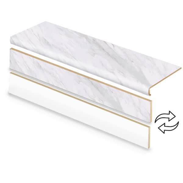 Emerald Bay Marble/Mountain Brook Marble 47 in. L x 12.15 in. W x 2.28 in. T Vinyl Stair Tread and Reversible Riser Kit