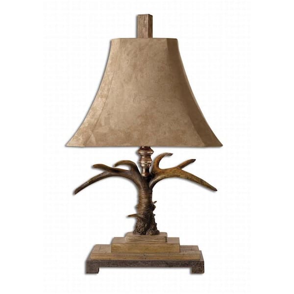 Global Direct 31.5 in. Staghorn Natural Brown and Ivory Table Lamp