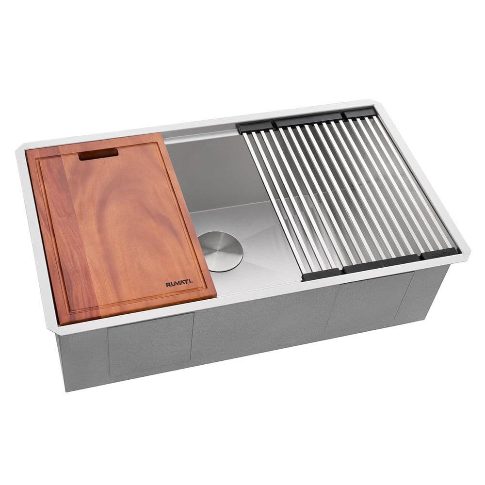 Ruvati Roma 32 in. Undermount Single Bowl 16-Gauge Stainless Steel ...