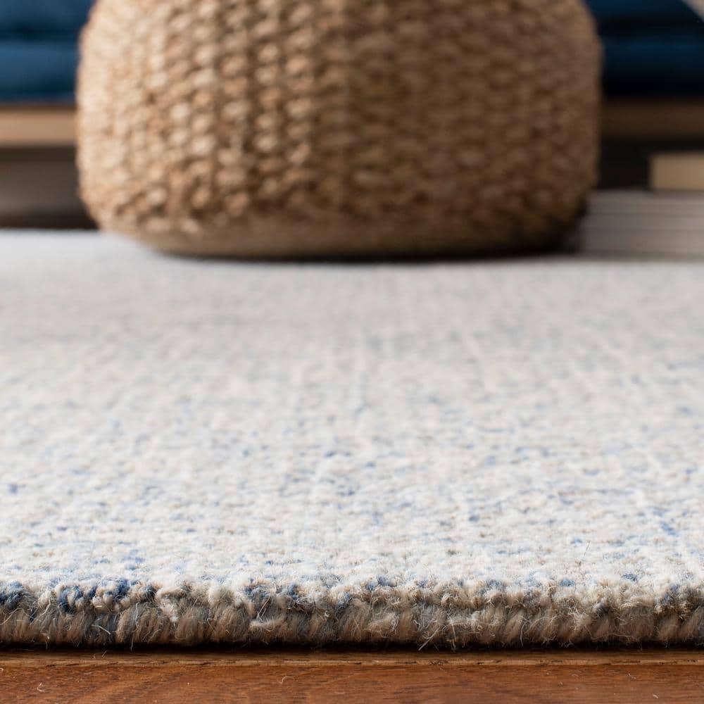 Ivory & Blue Abstract Hand-Tufted Wool Blend Area Rug 8' x 10'
