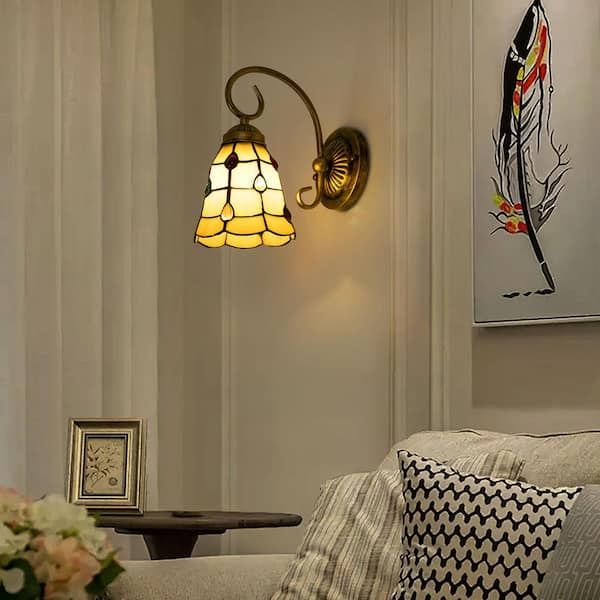 OUKANING 5.9 in. 1-Light Gold Vintage Wall Sconce Staircase