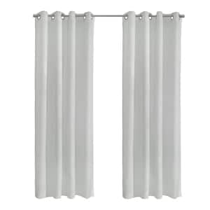 Boucle White Polyester Raised Slub Textured 52 in. W x 63 in. L Grommet Indoor Sheer Curtain (Single Panel)