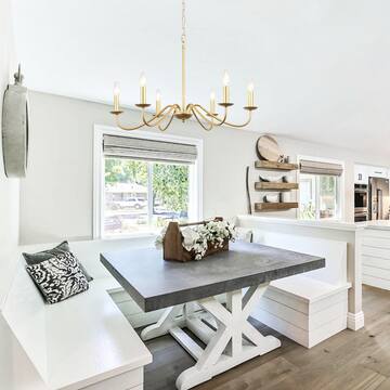 ZJVAIVE 6-Light Classic Golden Candle Style Chandelier for Kitchen Island Dining Room with No Bulbs Included ZJ-D0131-6-PG