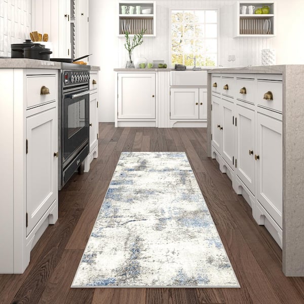 Chelsea Abstract Navy 2 ft. x 8 ft. Indoor Runner Rug