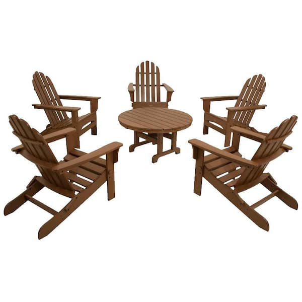 Trex Outdoor Furniture Cape Cod Tree House 6-Piece Folding Adirondack Patio Conversation Set