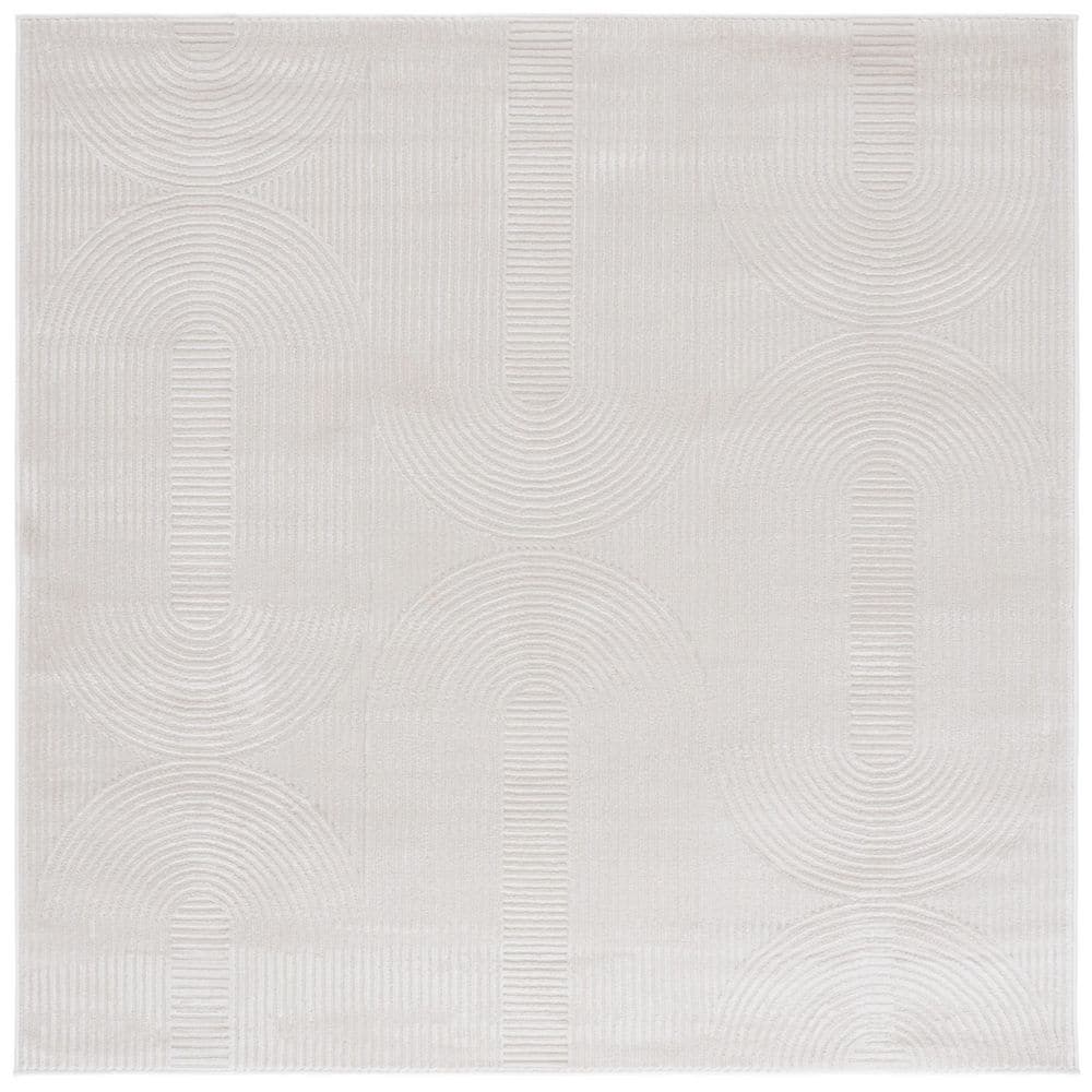 SAFAVIEH Saylor 6 ft. x 6 ft. Ivory Solid Geometric Arches Square Area ...