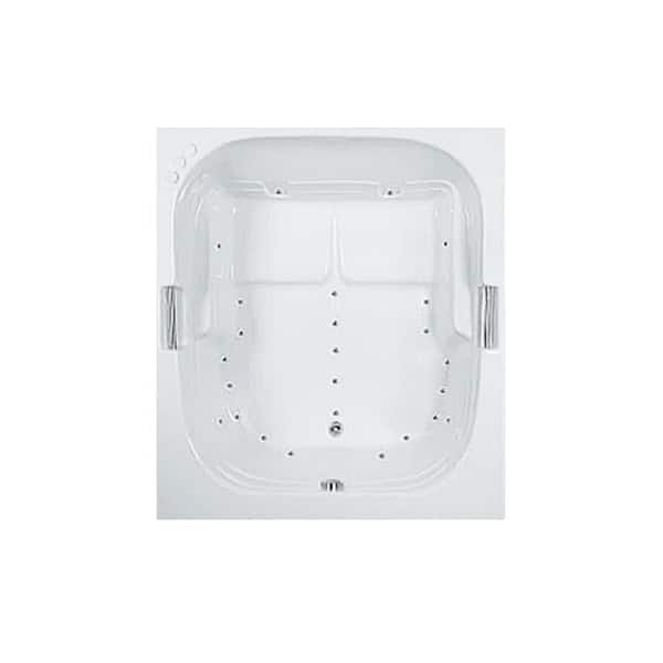 Comfortflo 60 in. x 60 in. Acrylic Square Drop-in Air Bathtub with Reversible Drain in Bone
