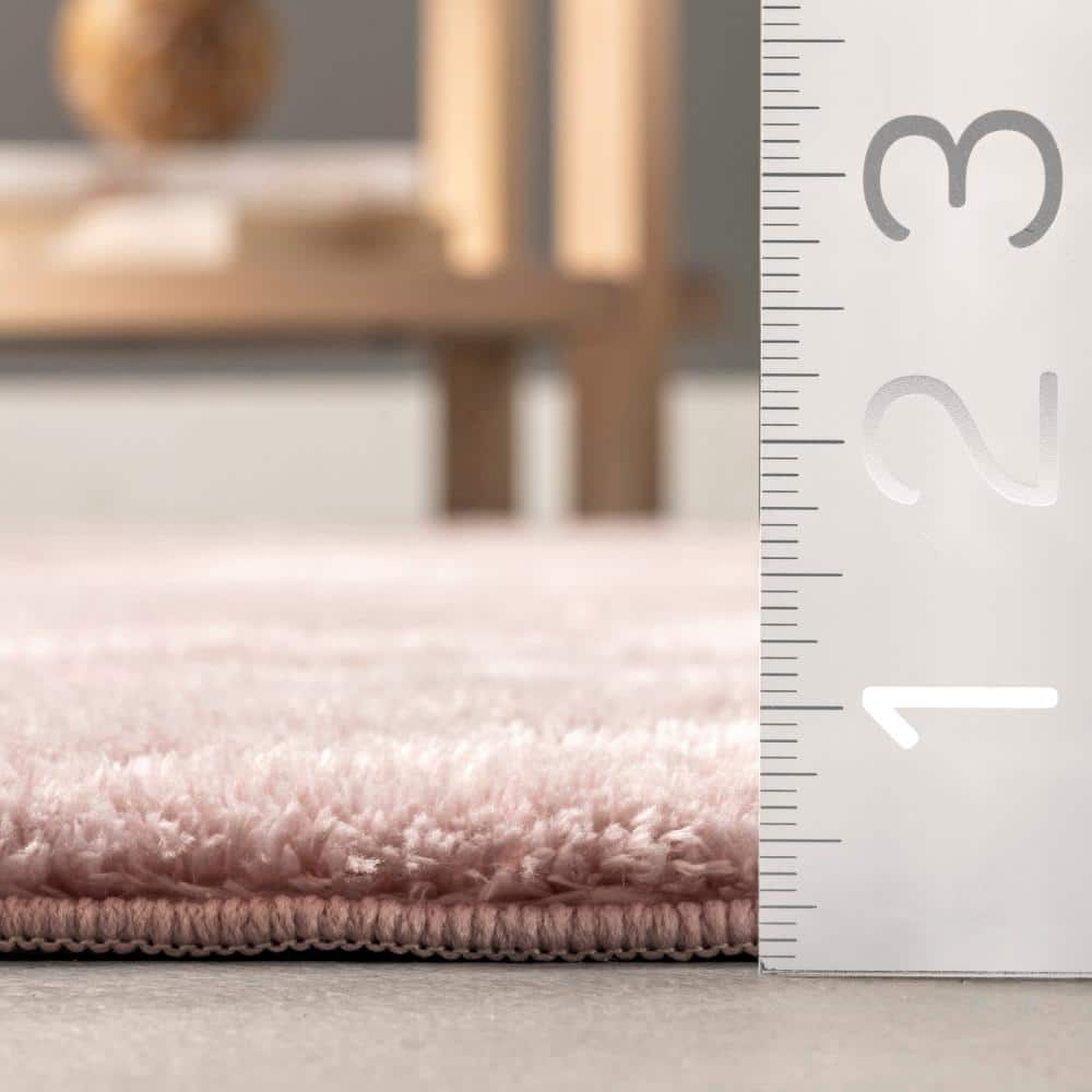 Loni Pink 3' x 5' Machine Washable Solid Shag Area Rug