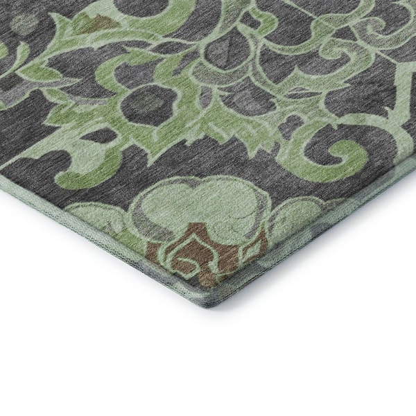 Mayfield Premium Machine Washable Abstract AMF1947 Aloe 10 ft. x 14 ft. Area Rug