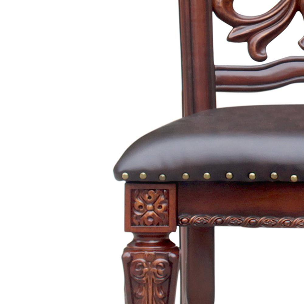 Vendome High Back Brown Faux Leather and Wood Side Chair Set
