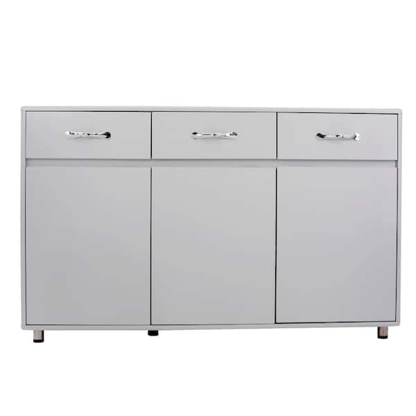 Gray Storage Drawer File Cabinet Side Cabinet Entryway Console Side Tables with 3 Drawers ＆ 3 Doors for Office, Kitchen