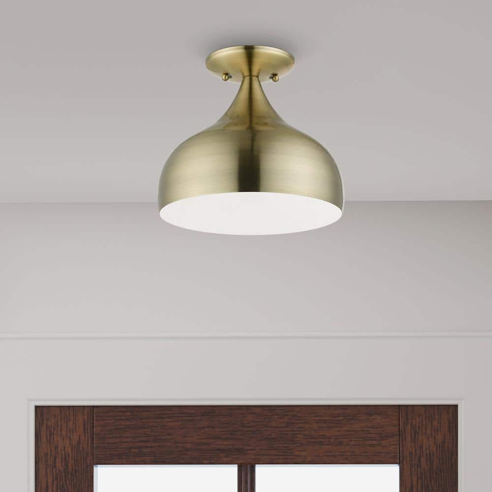 Amador Transitional Teardrop Semi-Flush Mount in Antique Brass