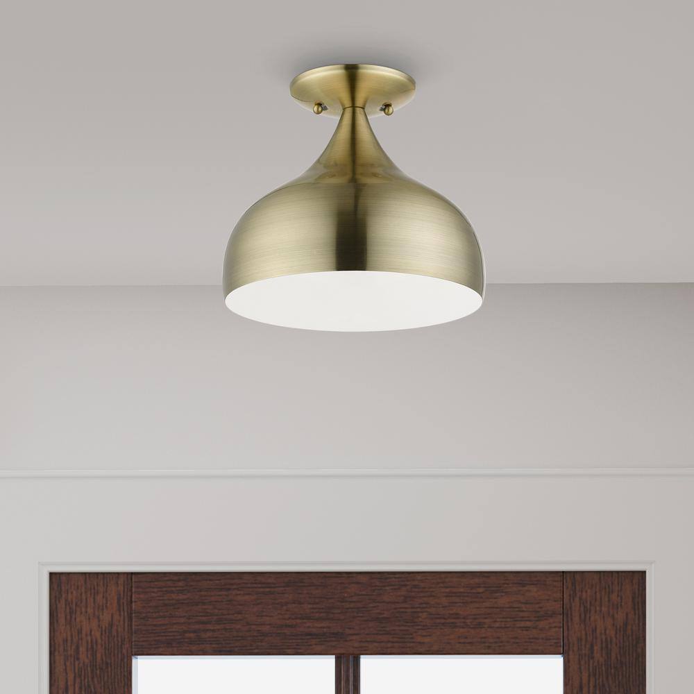 Amador Transitional Teardrop Semi-Flush Mount in Antique Brass