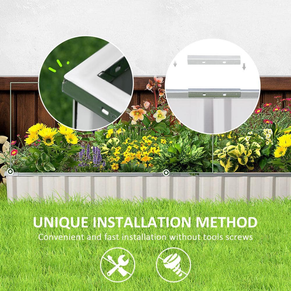 Elevate Galvanized White Metal Raised Garden Bed for Patio & Deck