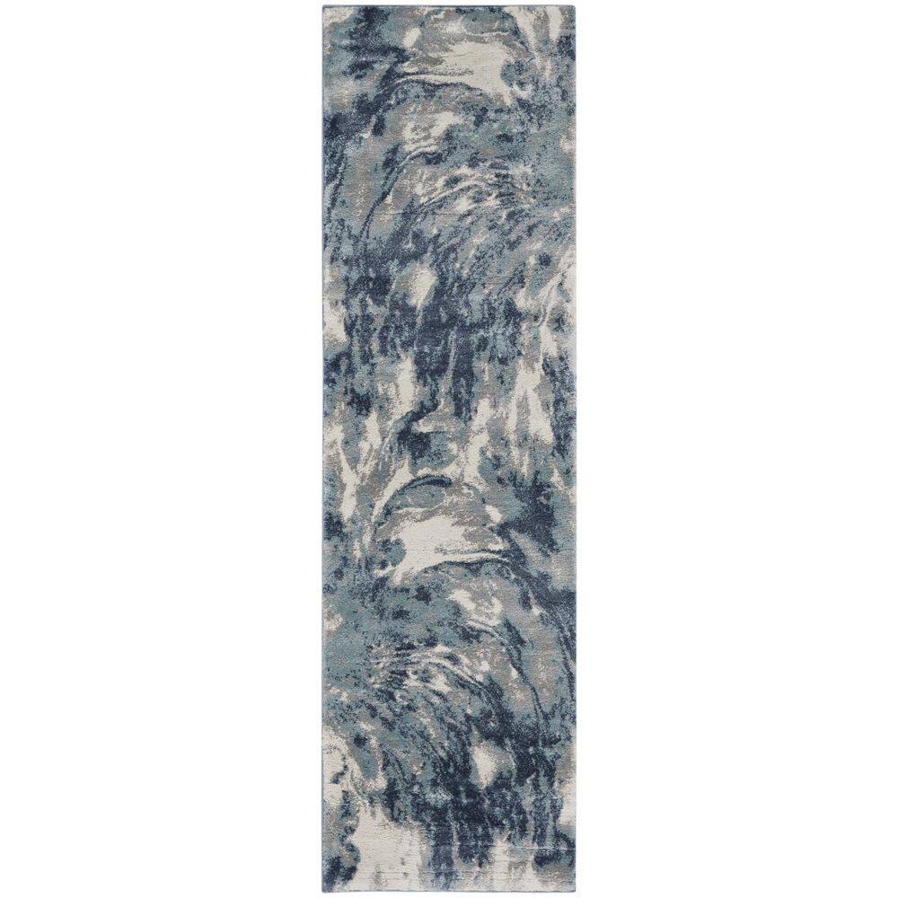 8' Blue Abstract Power Loom Runner Rug price history on PriceWatchPro