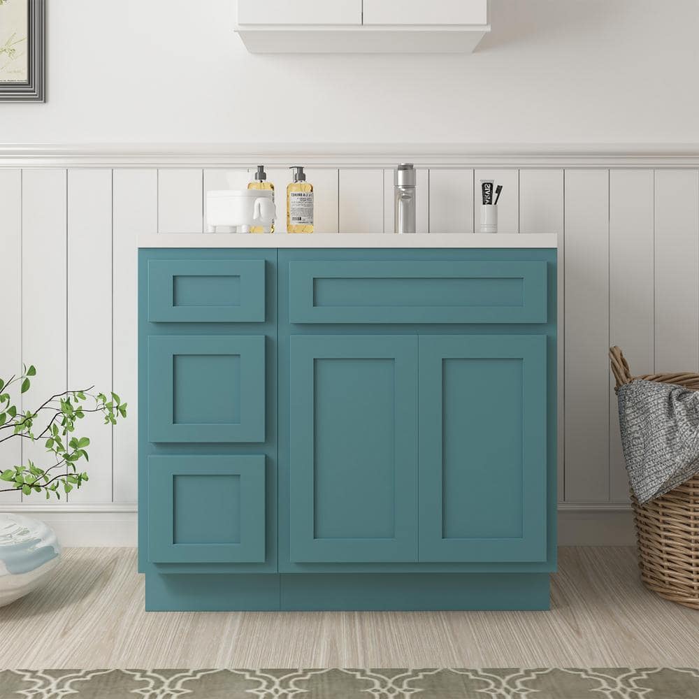 36 in. W x 21 in. D x 32.5 in. H Bath Vanity Cabinet without Top in Sea Green (Unassembled) price history on PriceWatchPro