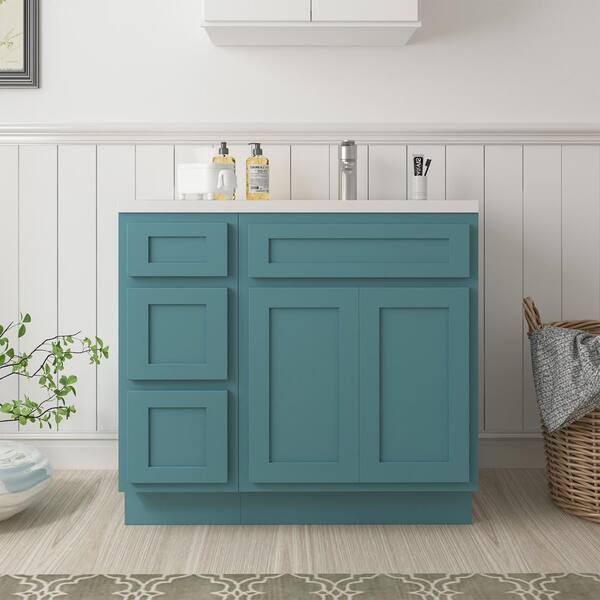Vanity Art 36 in. W x 21 in. D x 32.5 in. H Bath Vanity Cabinet without Top in Sea Green