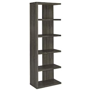 70.75 in. Weathered Grey Wood 5-Shelf Bookcase with Semi-Backless