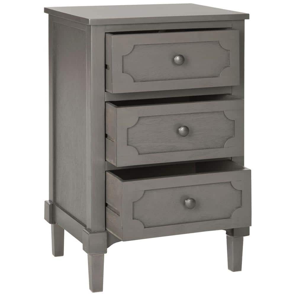 Gray Pine Wood Three Drawer Chest