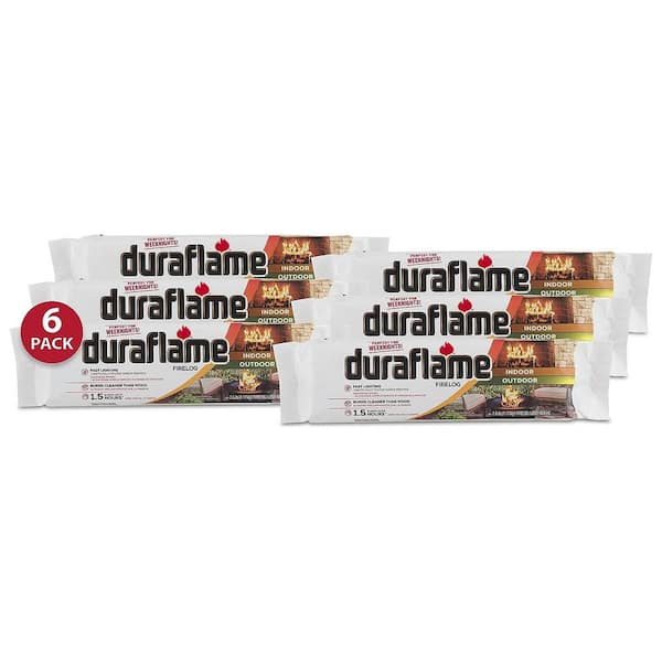 e 2. 5lb Indoor Outdoor Solid Fuel Fireplace Fire Pit Firelog 1.5 Hr Burn Time, 6 Pk
