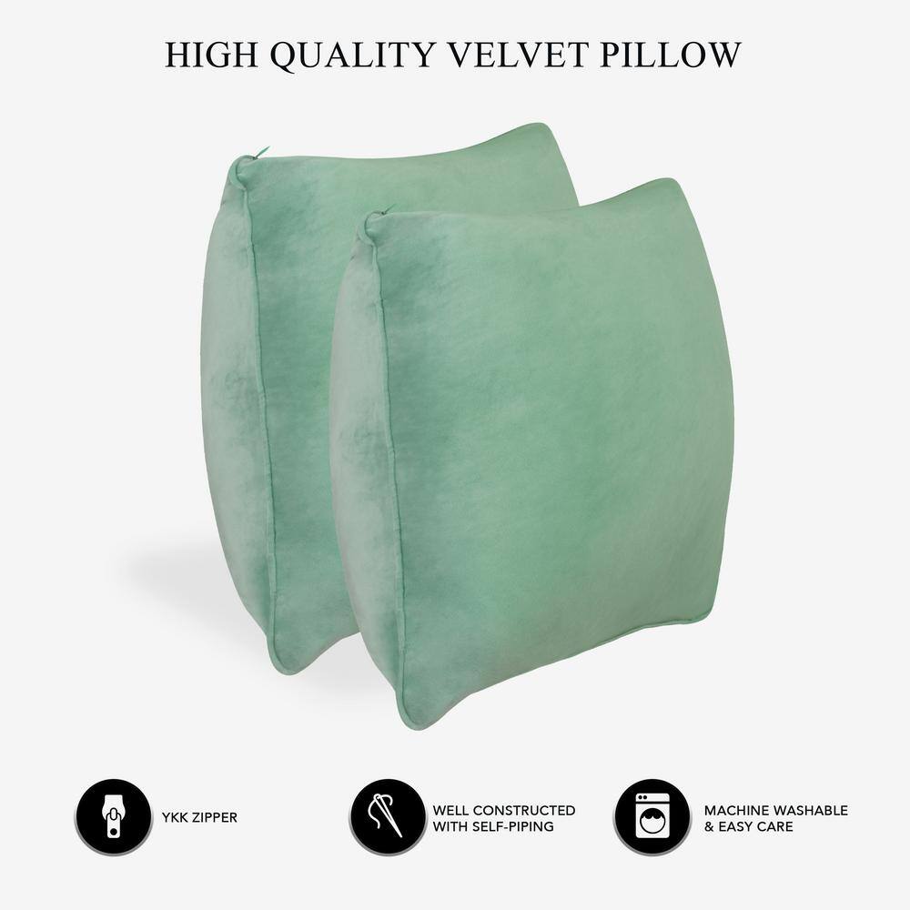 Como Green Velvet Decorative Pillow Covers Set of 2