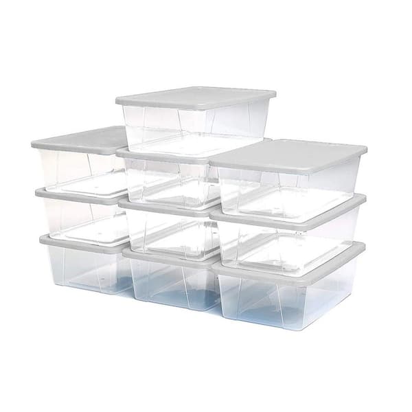 HOMZ 6 Qt. Secure Latching Clear Plastic Storage Container Bin w/Lid (10-Pack)