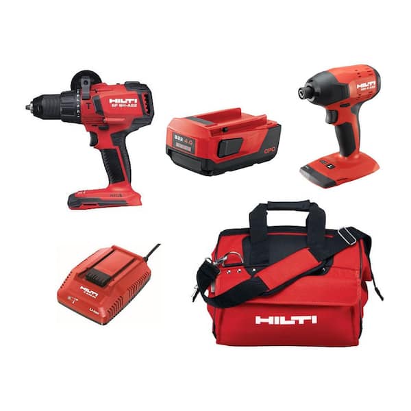 22V Lithium-Ion Keyless Chuck Cordless Hammer Drill Driver/Brushless Impact Driver Combo Kit (Battery Included)