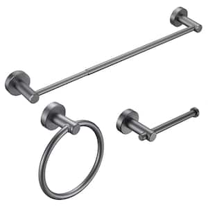 Thicken Space Aluminum 3-Piece Bath Hardware Set with Mounting Hardware in Gray