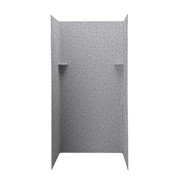 Swan Tangier 36 in. x 36 in. x 72 in. 3-Piece Easy Up Adhesive Shower Wall in Gray Granite