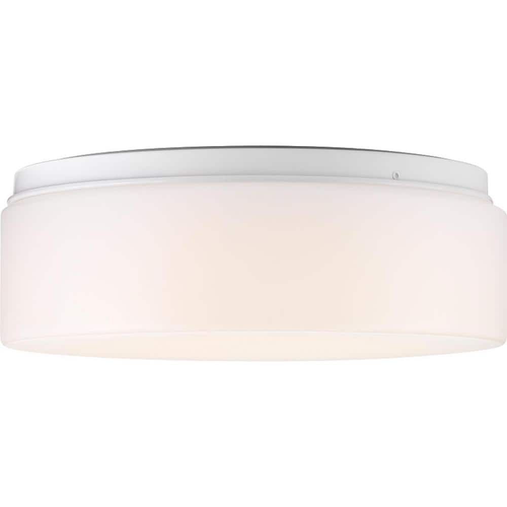 White Glass LED Drum Flush Mount Light