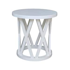 White Solid Wood Round Ceylon End Table