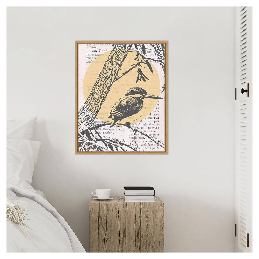 Tweet Tweet II Abstract Bird Canvas Wall Art in Sylvie Maple Frame