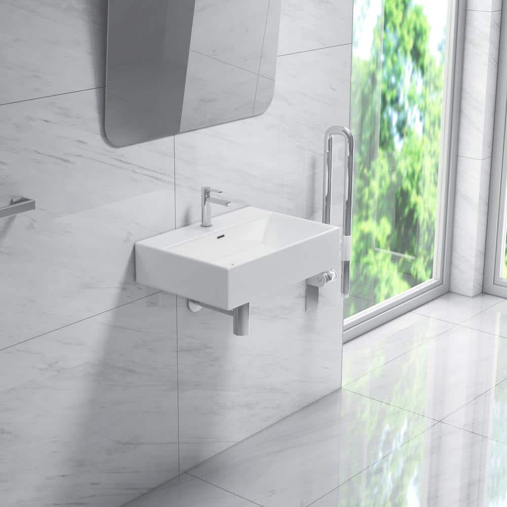 Turner 24" White Ceramic Rectangular Wall-Mount Bathroom Sink