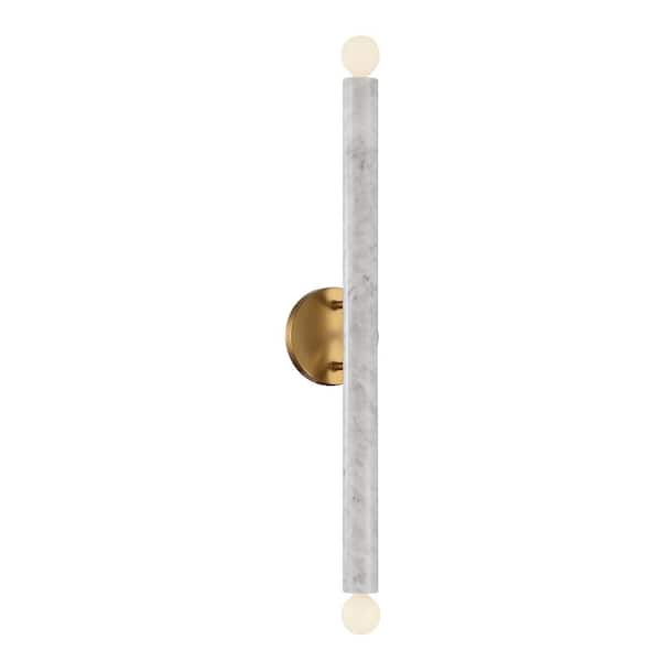 Savoy House Callaway 2-Light White Marble with Warm Brass Wall Sconce