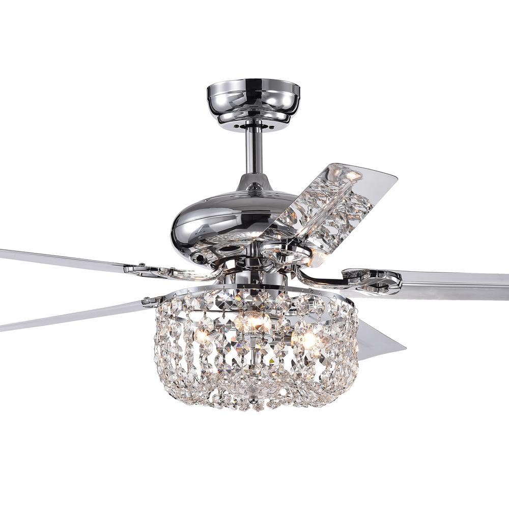 Warehouse of Tiffany Silver 49.2 in. 3-Light Indoor Chrome Remote  Controlled Ceiling Fan with Light Kit CFL-8110REMOCHA - The Home Depot