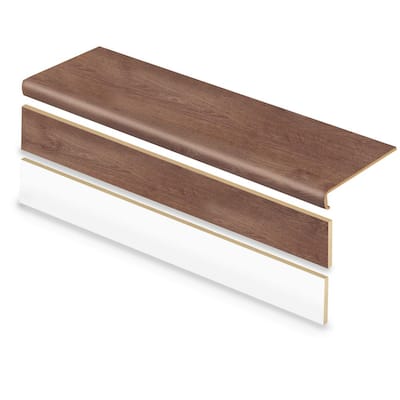 Seed Lake Hckry/American Cnyn Skaggs Islnd 47 in. L x 12.15 in. W x 2.28 in. Vinyl Stair Tread and Reversible Riser Kit