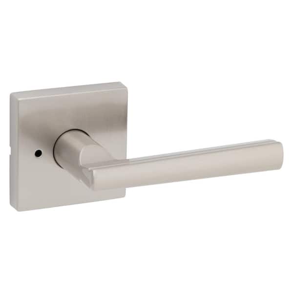 Kwikset Montreal Square Satin Nickel Privacy Bed/Bath Door Handle with Lock