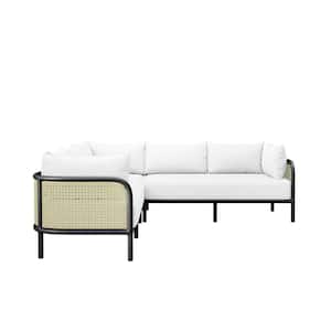 Hanalei 3-Piece Aluminum Outdoor Patio Sectional with Ivory White Cushions