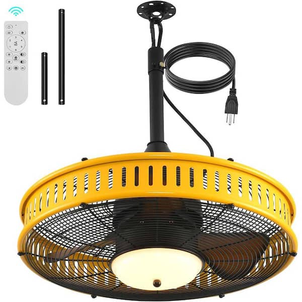 20 in. Yellow Indoor/Outdoor Gazebo Ceiling Fan with LED Lights 6 Speed IP55 Waterproof for Gazebos Decks Patios Garage