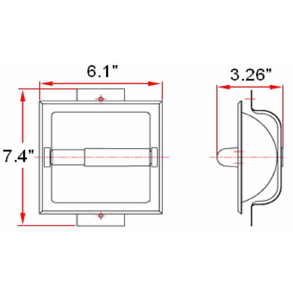 Satin Nickel Recessed Toilet Paper Holder with Plastic Bar