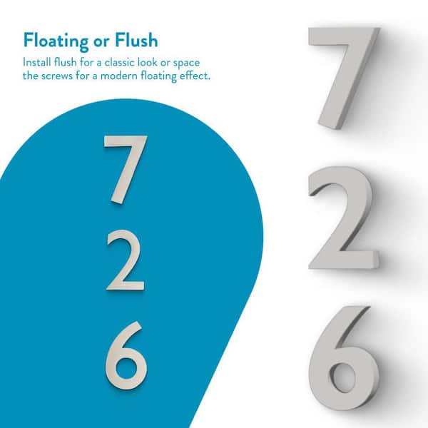 Architectural Mailboxes 4 in. Satin Nickel Floating House Number 7