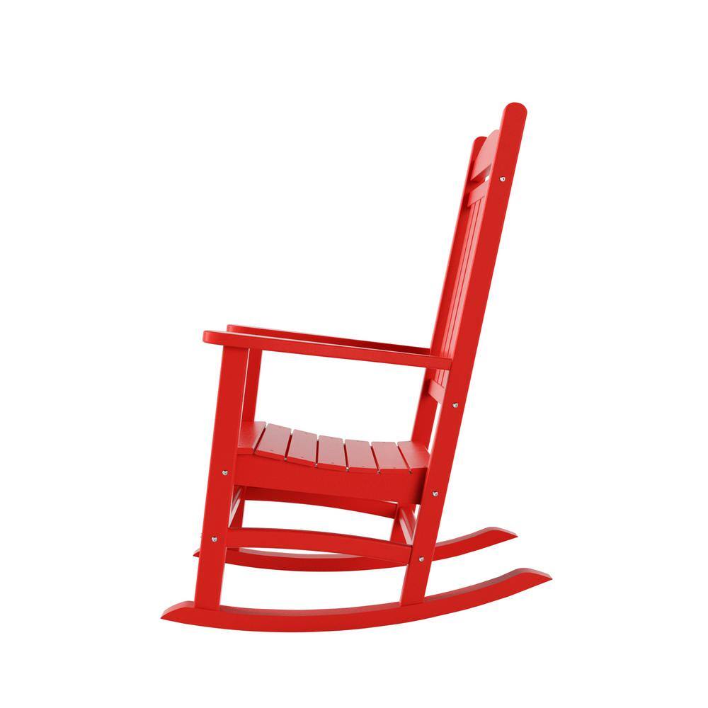 Laguna Red HDPE Traditional Rocking Chair with Arms