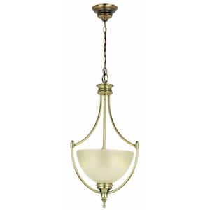 Keswick 3-Light Brushed Brass Bowl Pendant with Frosted Shade