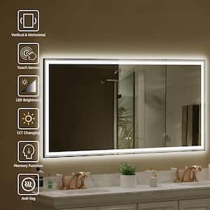 72 in. W x 36 in. H Rectangular Frameless Anti-Fog LED Light Wall Bathroom Vanity Mirror