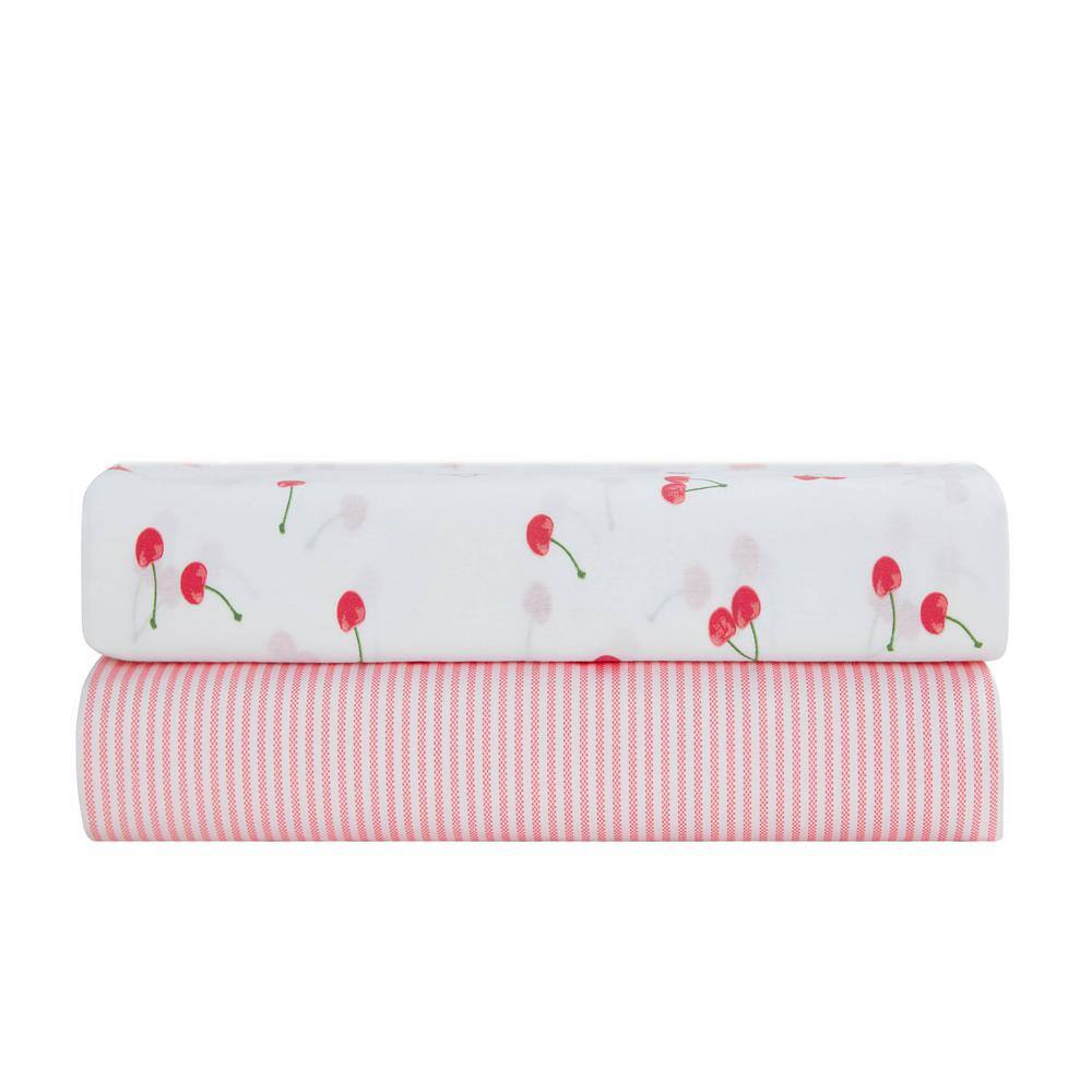 Twin Pink Stripe Cotton Percale Sheet Set