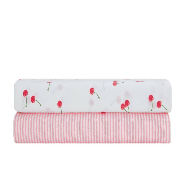 Poppy & Fritz Oxford Stripe 4-Piece Pink Cotton Full Sheet