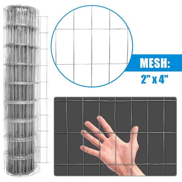 Fencer Wire 3 ft. x 50 ft. 14-Gauge Welded Wire Fence with Mesh 2 in. x 4  in. WB14-3X50M24 - The Home Depot